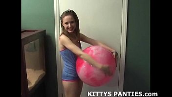 Innocent Teen Kitty Playing Softball Outdoors free video