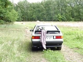 German Teen Getting Two Cocks To Please Her In The Woods free video